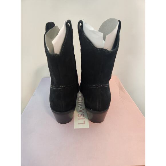 Lisa Vicky Nordstrom Suede Pointed black toe bootie in women's size 7.5 - Picture 4 of 6
